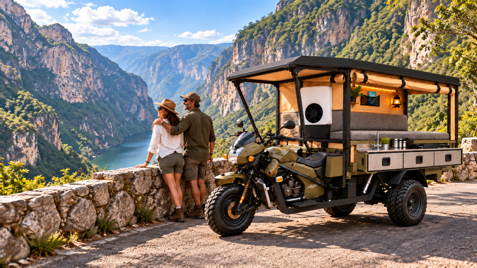 Camper at canyon overlook